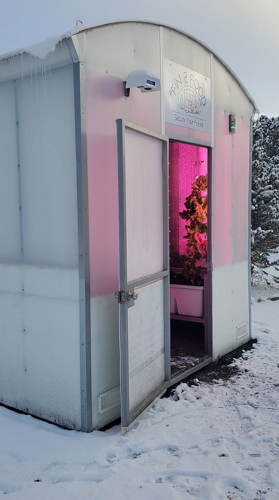 Automated Aquaponics Greenhouse in snow